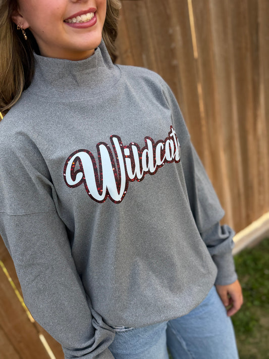 Faux Glitter Mascot Mock Neck